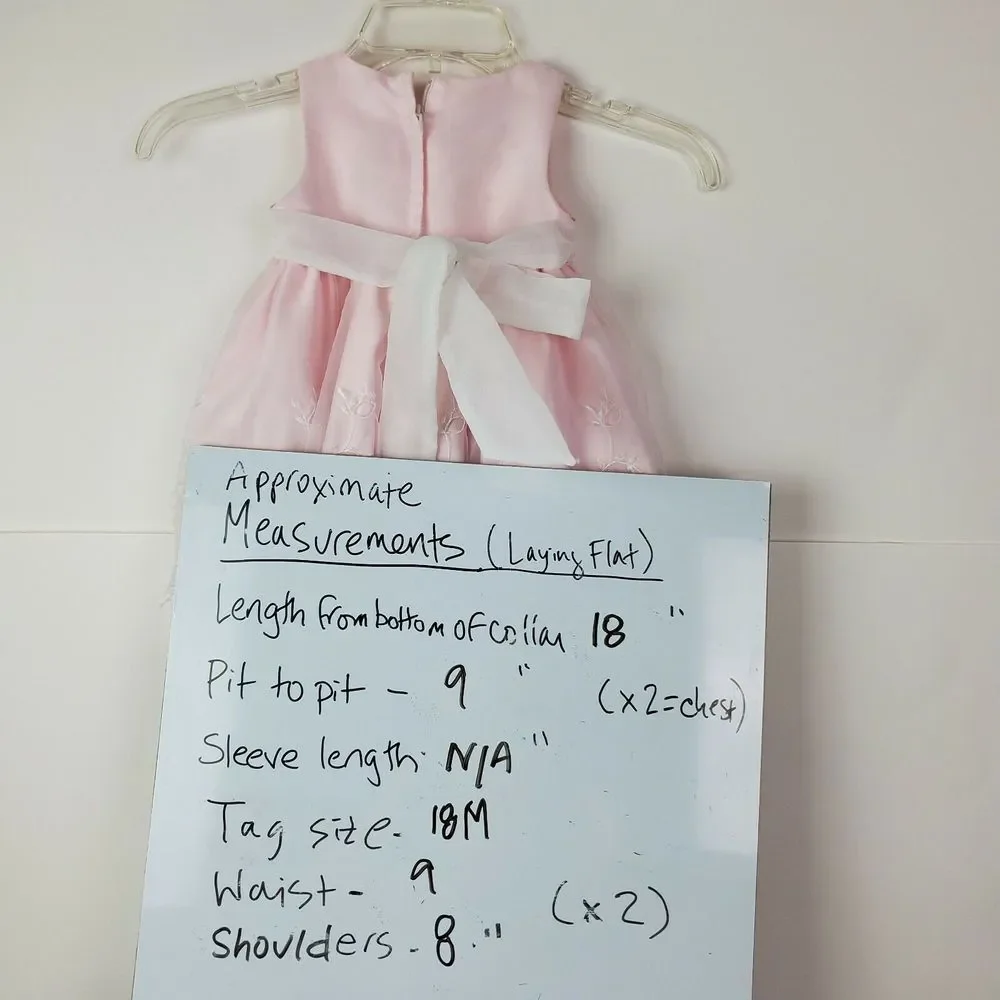 Cinderella Baby Girl Pink Lace Dress Size 18M Tulle Trim Pearl Flower Sleeveless
